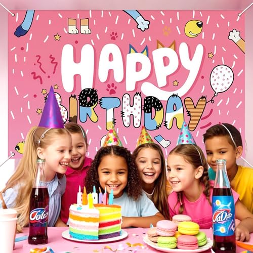 Fondo de cumpleaños perro azul 7x5ft con cinta 32ft miniatura 5