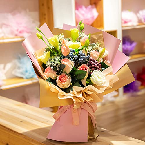 Image of Oasis Floral Products Flower Bouquet Wrapping & Gift Packing Cellophane Film Sheets 58x58cm (20 nos) Silver & Gold Double Colour