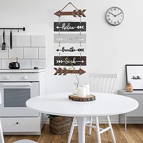 Manyee 6 Pieces Bathroom Wall Art Relax Soak Unwind Breathe Wall Art Bathroom Decor Wooden Signs Farmhouse Bathroom Wall Decor With Arrow Signs Jute Rope Vintage For Home Bathroom Laundry 11.8"X3.5" #TOP5