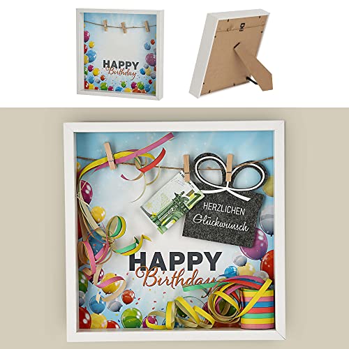 Cepewa Bilderrahmen DIY Geldgeschenk Geburtstag │ Motivrahmen 28x28x4,5cm...
