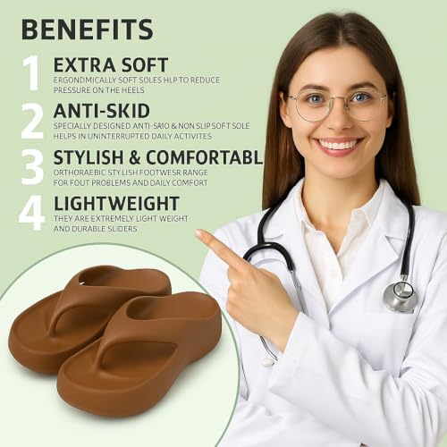 Image of ORTHO JOY Orthopedic Slippers for Women | Comfortable EVA Flip-Flops with Arch & Heel Support | Anti-Skid Lightweight Slides for Foot Pain Relief - Ideal for Indoor & Outdoor Use