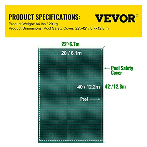 Vevor POOL SAFETY COVER 20X40FT Pool Safety Cover Fits 20X40Ft Rectangle Inground Pools,Inground Pool Cover Green Mesh thumb #6