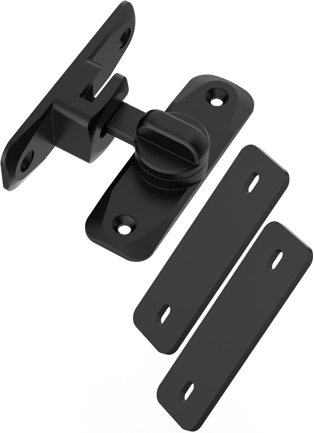 2Pcs Spacer + Black 1Pc 90/180 Degree Flip Barn Door Lock, Protect Privacy - Security Door Latch, Small Gate Latches Hardware for Barn, Garden, Bathroom, Cabinet
