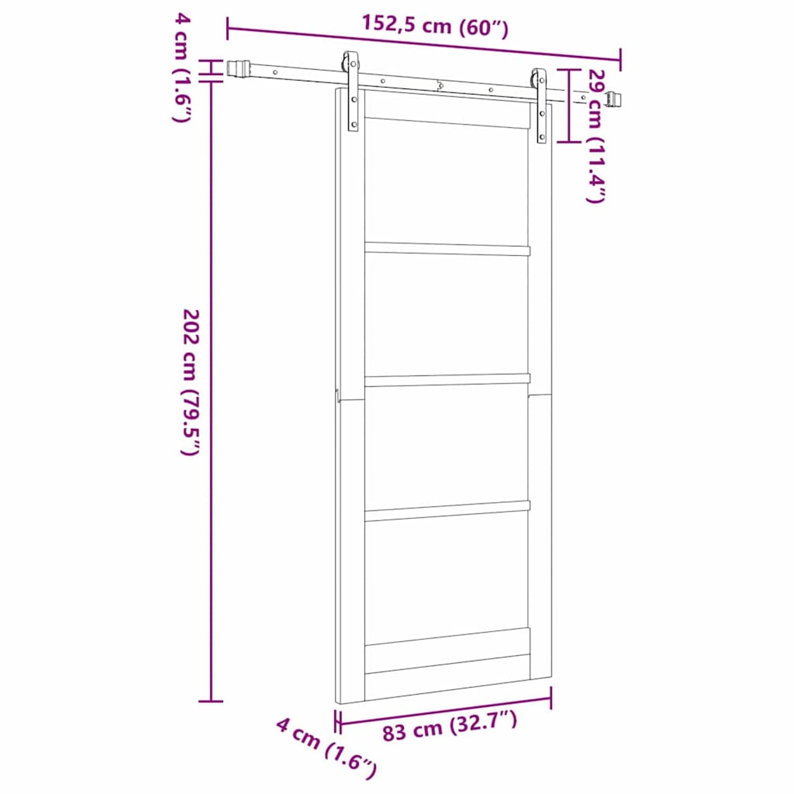 Drzwi przesuwne ORKDAL 152,5 x 202 cm z litego drewna sosnowego i szkła, białe – ciche elementy przesuwne, w zestawie szyna i akcesoria do sypialni i salonu