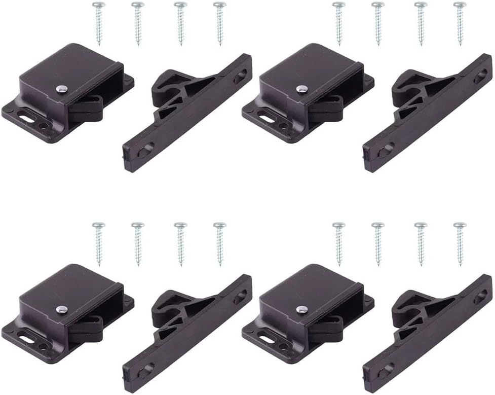 RV Cabinet Latch Set – Black ABS Safety Drawer Catch for RVs, Campers & Trailers, Side-Mount Design, 4-Pack
