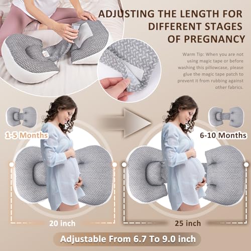 Image of Chilling Home Portable Pregnancy Pillow Memory Foam-Maternity Body Pillow for Sleeping- Multifunctional Pregnancy Wedge Pillow for Back, Belly, Ideal for Pregnant Women,with Grey Removable Cover