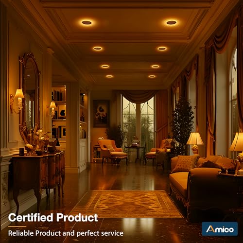 Amico 6 Pack Black 4 Inch 5CCT LED Recessed Ceiling Light with Night Light, 2700K/3000K/3500K/4000K/5000K Selectable Ultra-Thin Lighting, 10W=90W, 700LM, Dimmable Canless Wafer Downlight - ETL&FCC by Amico - Used condition - Image 7