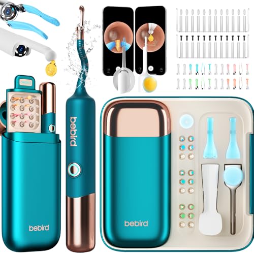 BEBIRD Earsight Ultra Camera Oreille Nettoyage - Otoscope oreille Flexible et Lumière - Kit d'ear cure (cure-oreille, pince à cérumen, goutteur) pour examen ORL à domicile - Adultes & Enfants