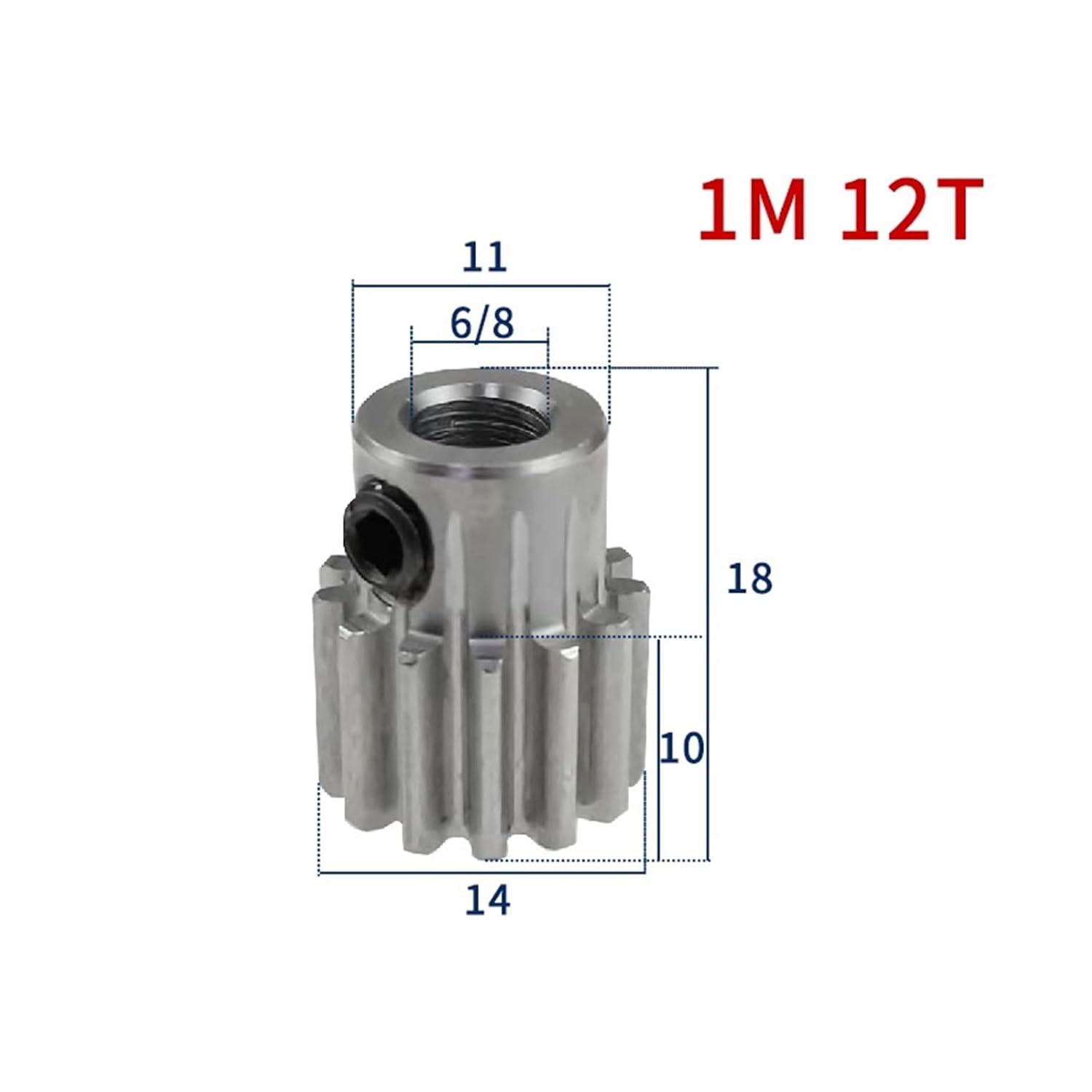 1MOD 12T Spur Gear Bore 6mm 6.35mm 8mm Motor Low 45# Steel Material 1Pcs(8mm)