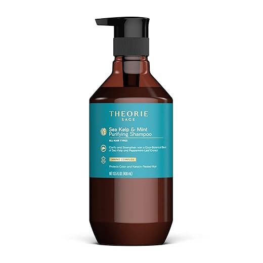 Theorie Sea Kelp and Mint Purifying Shampoo - Clarify & Strengthen - Removes Access Oil - Suited for All Hair Types - Protects Color and Keratin Treated Hair, Pump Bottle / 800mL