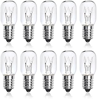 Bonlux 10-Pack 25W SES E14 Small Edison Screw Pygmy Lamp Bulbs, Dimmable T22 Clear Incandescent Oven Bulb Himalayan Salt Lamp Bulb Appliance Light Bulb for Microwave Refrigerator Warm White 2600K