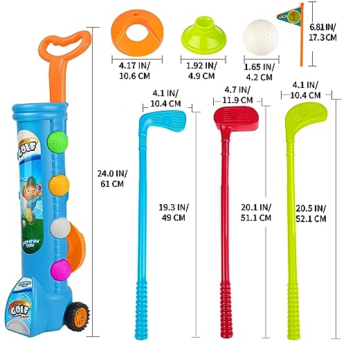 Liberry Kids Golf Clubs Set, Golf Toy with 1 Golf Cart, 3 Golf Clubs, 2 Practice Holes, 2 Golf Tees & 6 Balls, Indoor Outdoor Sports Toy Gift for Boys Girls Ages 1 2 3 4 5