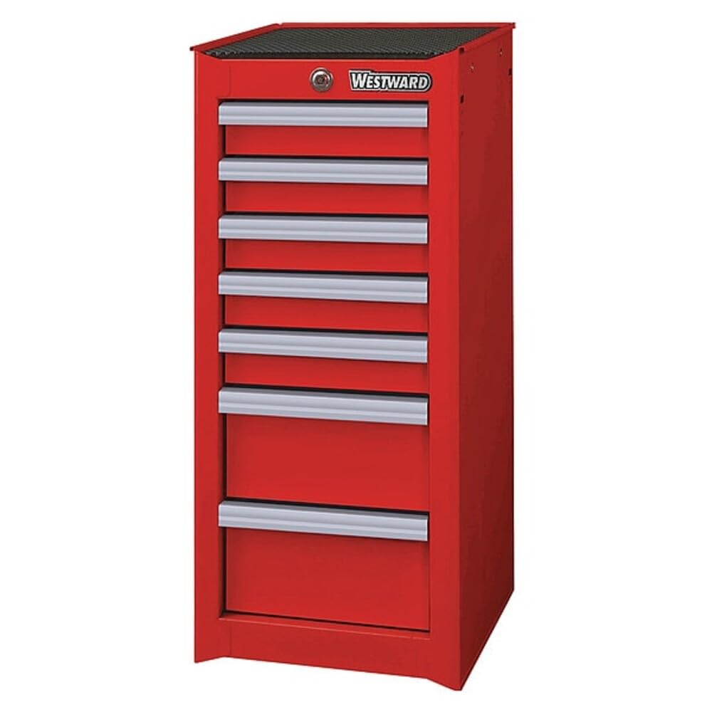 Westward 15-1/2" Side Cabinet, 7 Drawers, Red