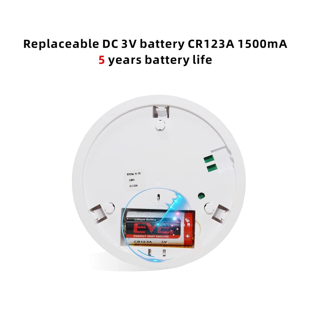 HEIMAN Détecteur de fumée photoélectrique sans Fil WiFi Intelligent avec EN14604, Avertissement de Batterie Faible, avec Batterie remplaçable, autonomie de 5 Ans (WS2SA-5-TY-5 Pack)