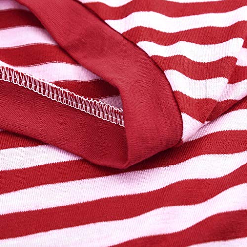 Vectry Camiseta Rayas Blancas y Rojas Manga Larga Mujer