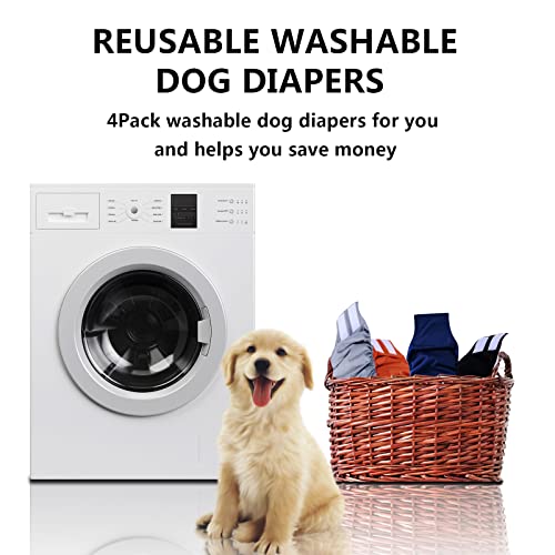 4Pack Washable Dog Belly Bands Male Dog Diapers Reusable Dog Wraps Dog Belly Wrap High Absorbing Puppy Nappies Wrap For Male Dogs Mix-Color (L) #TOP4