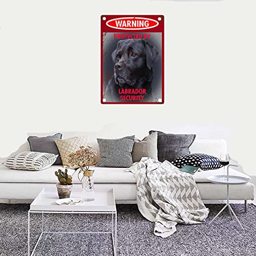 Ynrbgdfr Vintage Dog Metal Tin Signs - Warning Protected By Labrador Security Tin Sign Retro Home Wall Decorative -8X12Inch-Tin Sign #TOP2