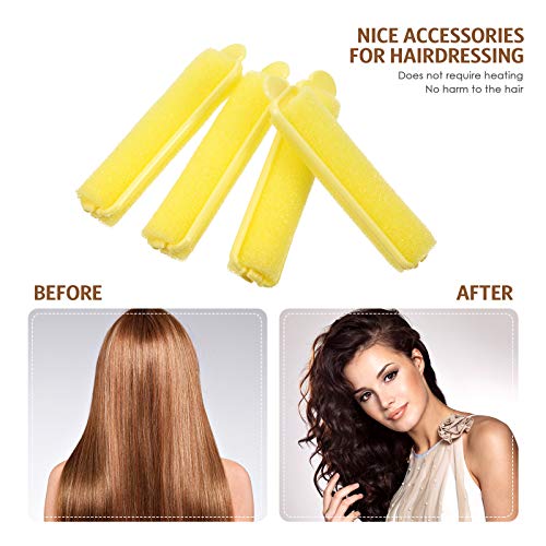 43 Pieces Foam Sponge Hair Rollers Set, Soft Sleeping Hair Curlers 0.59 Inch Flexible Hair Styling Sponge Curler And Stainless Steel Rat Tail Comb Pintail Comb For Hair Styling (Yellow) #TOP3