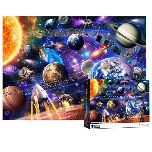 Antelope - 1000 Piece Space Mars Mission Jigsaw Puzzle for Adults, Solar System High Resolution, Matte Finish, Smooth Edging, No Dust by ANTELOPE - Used condition - US$12.94
