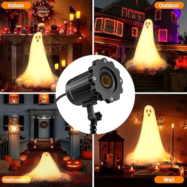Halloween Projector Lights Outdoor,2025 Upgraded 3D Dynamic Ghost Decorations Light,Clearer Ghost HD Patterns,Night Light for Home Window Wall Halloween Decor