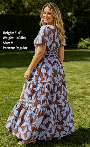 Ann Darling Women Summer Casual Cotton Flowy Tiered Maxi Dress with Smocked Waist and Pockets DRL28 Large — view 2