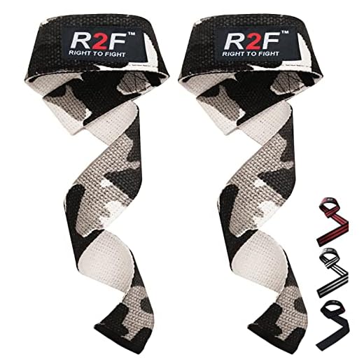R2F Straps Powerlifting, Levantamiento de Pesas, Agarres para Gym, Agarraderas Gimnasio, Peso Muerto - Lifting Straps - Mujeres y Hombres