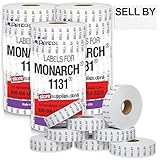 Perco Sell by Labels for Monarch 1131 Price Gun - Buy 2 Sleeves Get 1 Free! 24 Rolls, 60,000 Labels - with Bonus Ink Rolls