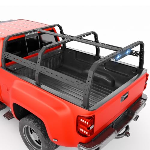 YZONA Adjustable Long Pickup Bed Racks Compatible with F150 F-250 F-350/ Silverado Sierra 1500/ 2500HD/ 3500HD/ Titan/Ram 1500/2500/3500/ Chevy S-10/ Sonoma/Lincoln Mark LT/Tundra/Dakota/Ranger