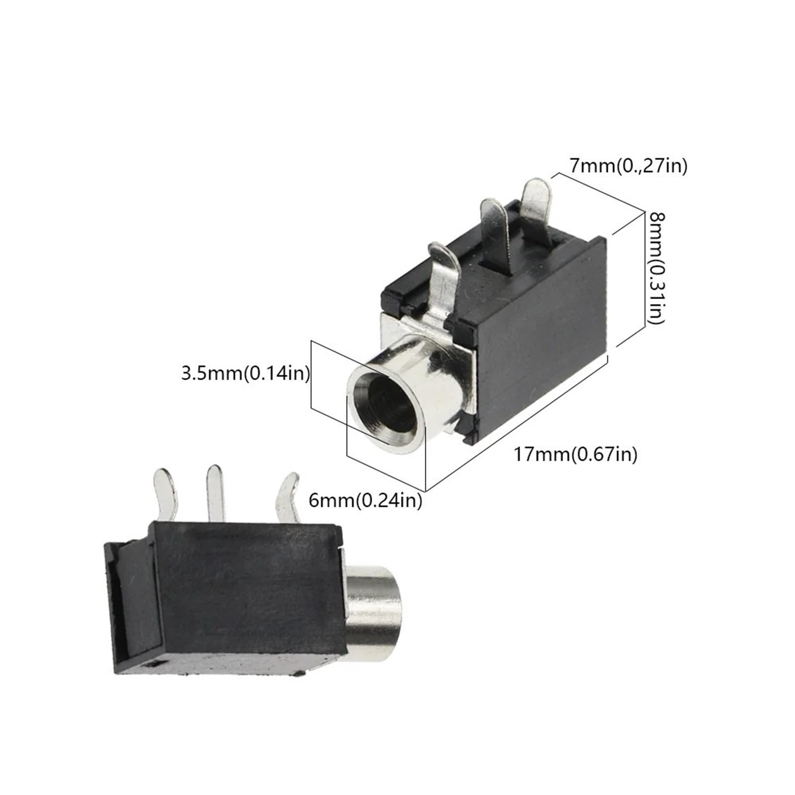 PCB Mount PJ-316 Connecteur jack femelle 3,5 mm 3 broches prise casque audio vidéo connecteurs DIP-3 PJ316 3,5 mm Noir 10 pièces