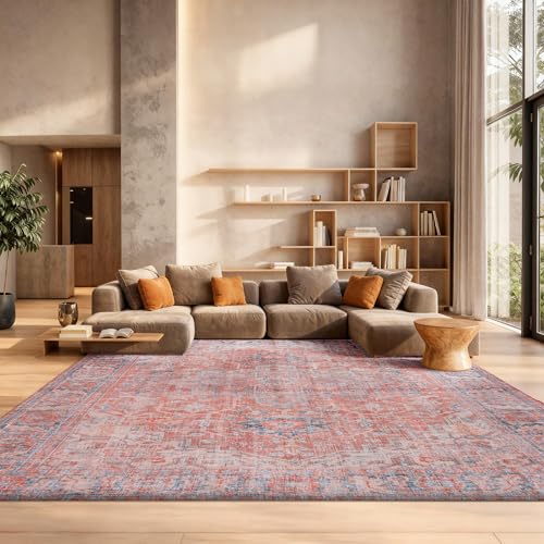 Tapete Safavieh Washable Tucson 8x10 ft Rust Navy