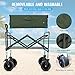 EVLIQUIL Beach Wagon,Collapsible Foldable Wagon Cart with Big Wheels,Utility Folding Grocery Lounge All Terrain Wagon with Side Pocket and Brakes for Sand Camping Sports Outdoor(Green).