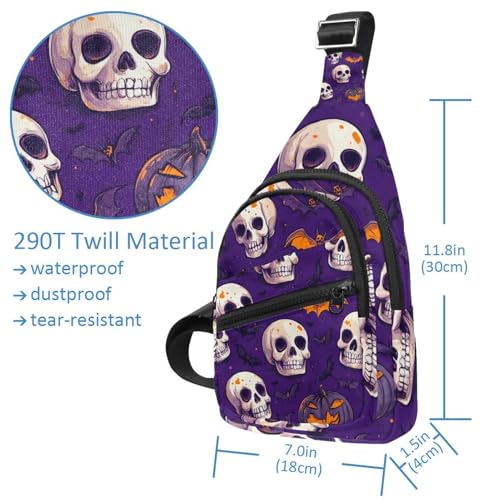 Sling Bag Backpack Crossbody Chest Bag Daypack for Hiking Travel(Skulls Pumpkins Bats)4