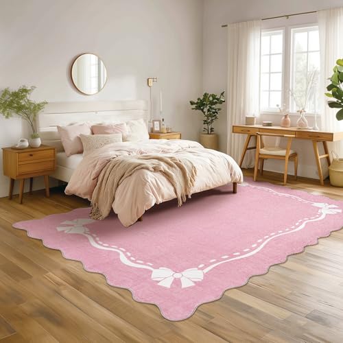 Tapete rosa para dormitorio, 152x213 cm, antideslizante miniatura 3