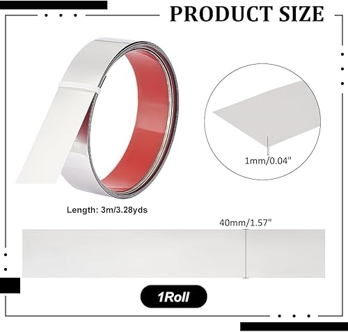 Miniatura 9 de UNICRAFTALE Moldura de pared de acero inoxidable 201 de 6.6 ft, autoadhesiva, flexible, para pared, espejo, muebles, puerta, armario, color acero