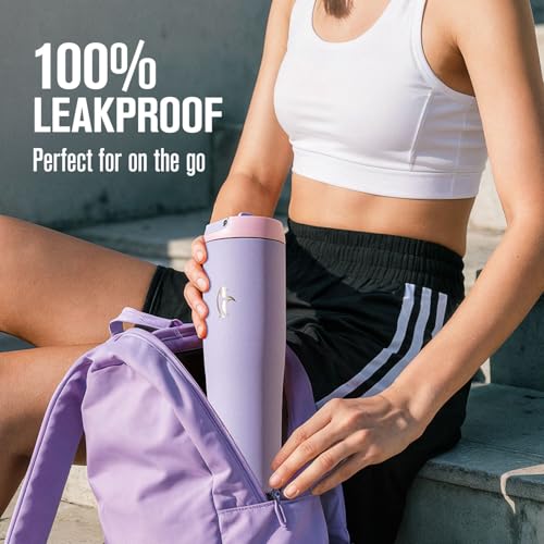 Image of Coolflask 40 oz Insulated Water Bottle Fits Cup Holder with Straw & Handle