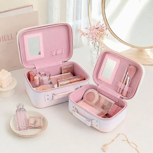 Image of NFI essentials Printed Makeup Box Set of 2 Cosmetic Box Jewellery Bridal Box Trousseau Box Vanity Beauty Case Organizer for Wedding Makeup Bag for Bride