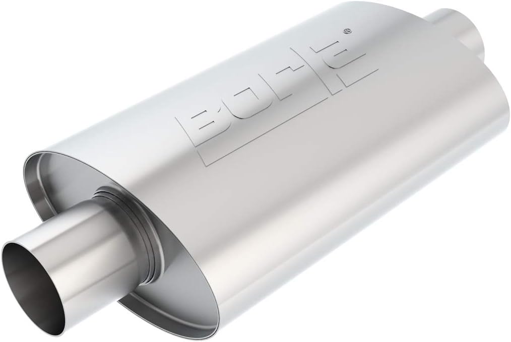 40941 XR-1 Sportsman XR-1 Sportsman Racing Muffler - 2.5" Center Inlet/ 2.5" Center Outlet 4.25" x 7.88" Oval x 12" Long Body 17" Overall Length. Universal Part. Reversible Design.
