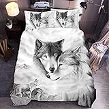 CXYXHW Juego de ropa de cama 3D con diseño de lobo, funda nórdica de microfibra con...