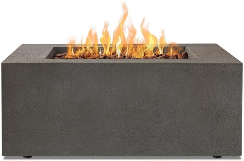 BOWERY HILL Contemporary 36.5" Square Propane Fire Outdoor Table in Glacier Gray