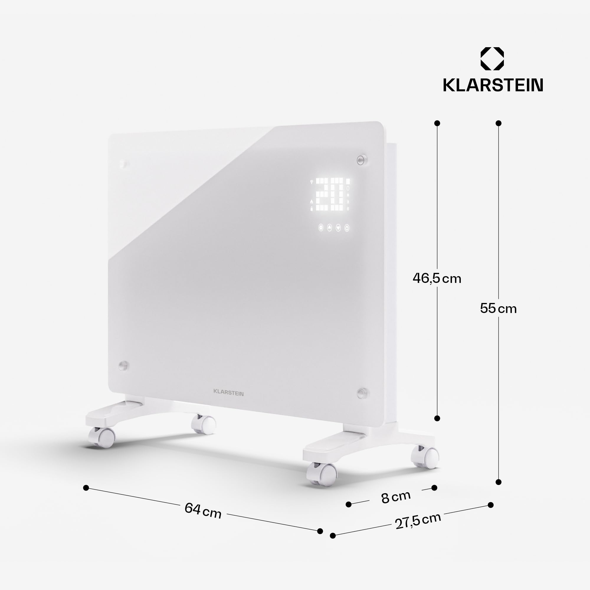 Klarstein Radiateur Electrique à Convection, Faible Consommation d'Energie, Chauffage Electrique d'Intérieur de 1500W avec Thermostat, Chauffage Mural et Portable, Chauffage d'Appoint, Radiateurs