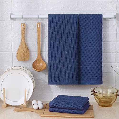 Kitinjoy 100% Cotton Waffle Weave Kitchen Towels, 4-Pack Super Soft And Absorbent Kitchen Dish Towels For Drying Dishes, Kitchen Hand Towels, Navy Blue, 13 In X 28 In #TOP4