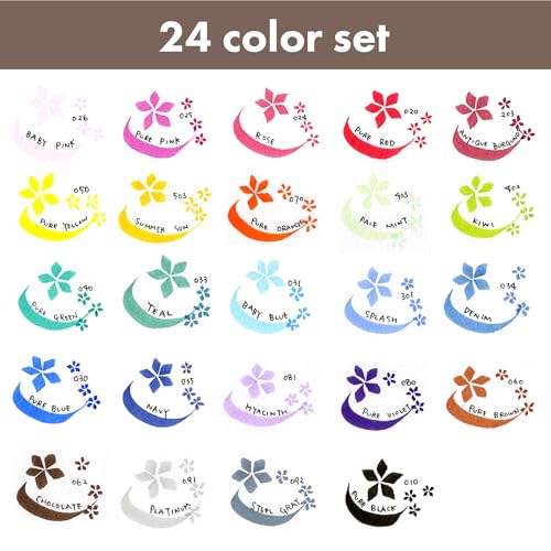 Marqueurs de calligraphie Kuretake Zig par 24 avec double pointe 2mm et 5mm