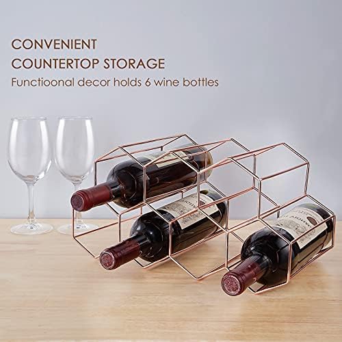 Miniatura 10 de Almacenamiento de vino para encimera, soporte de metal independiente para 7 botellas con diseño moderno para cocina o bodega