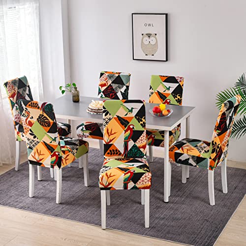HZDHCLH Chair Covers Slipcovers 4/6 PCs Stretch Removable Washable Short Dining Chair Protector Cover Seat for Hotel,Dining Room,Ceremony (Auspicious bird,6 PCS) - Image 2