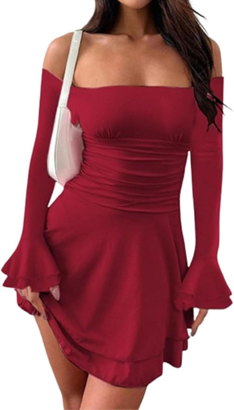 Women Off Shoulder Ruched Mini Dress Sexy Long Jamaica Ubuy