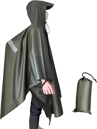Hooded Rain Poncho,Multi Use Waterproof Raincoat | Lightweight Emergency for Hiking,Camping, Unisex Adults