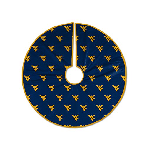 Pegasus Sports NCAA Microplush Logo Christmas Tree Skirt, 52", West Virginia Mountaineers