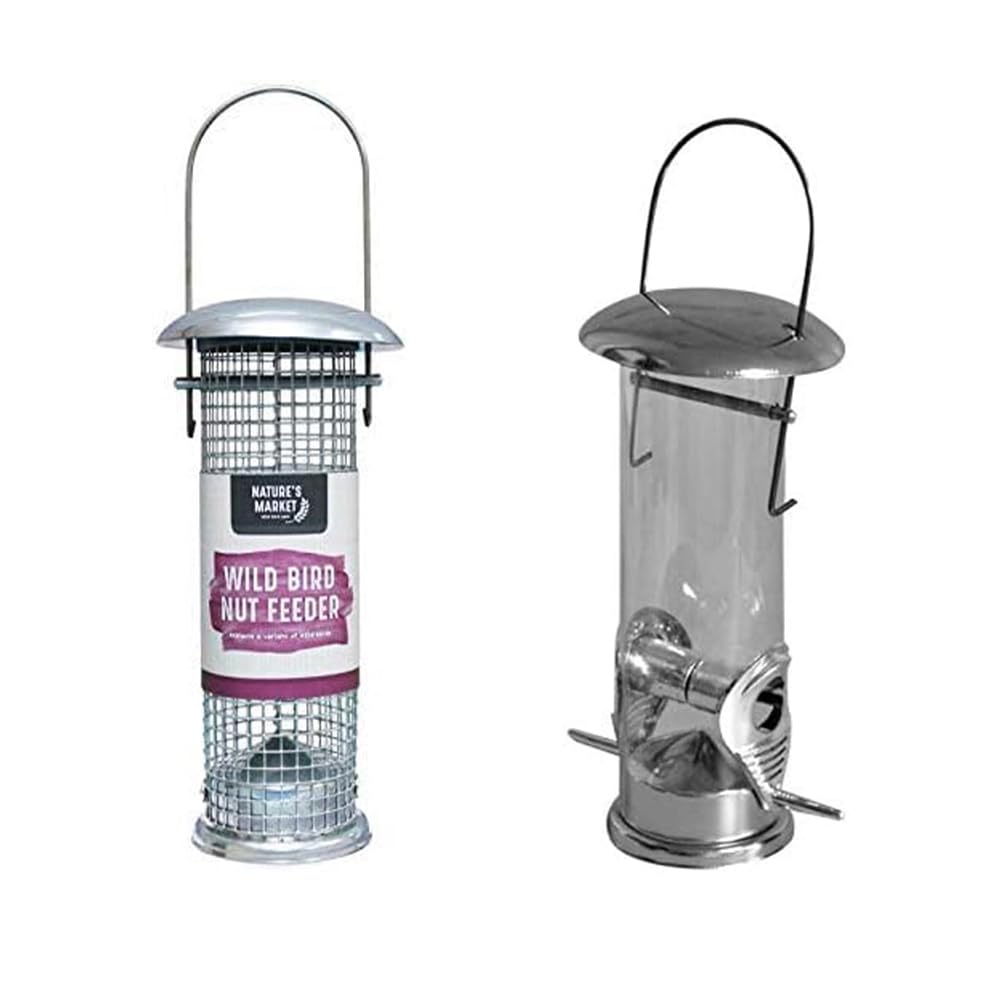 Gadgetzone Blue/Green Garden Mile Bird Seed Feeder And Peanut Feeders For Birds Durable Weatherproof Stainless Steel Bird Feeders Hanging From Trees Feeding Stations For Garden Patio Outdoors Perfect For Birdwatching