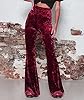 SEMATOMALA Women's Crushed Velvet Straight Wide Le... #3