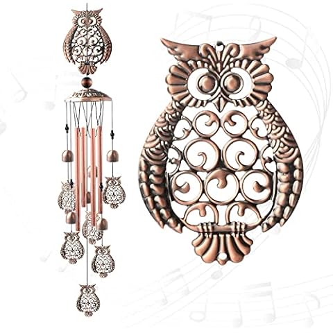 Wind Chime, Owl Solar Wind Chime, Owl Gifts, Outdoor Decorations Wind Chime, Vintage Commemorative Wind Chimes Gift For Mom And Woman, Owl Copper Decoration Birthday And Valentine Gift Cover